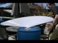 RainSaucers Install Video: clean, simple, no gutters, free standing rain barrel