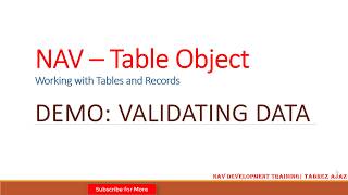 Validating data in NAV for a Table