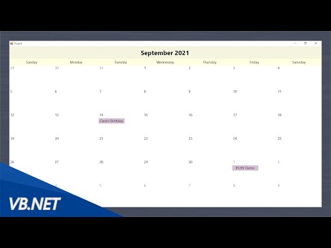 VB.NET - Monthly calendar interface