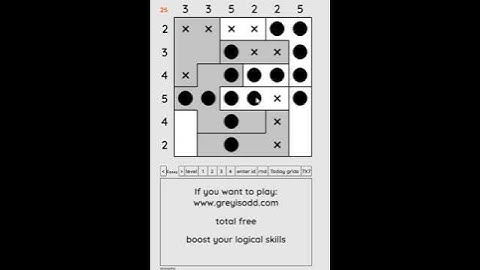 Grey is Odd - Today grids. Solution level 3 6X6 dated 08-13-2024 #logicpuzzles #logicgames  #games