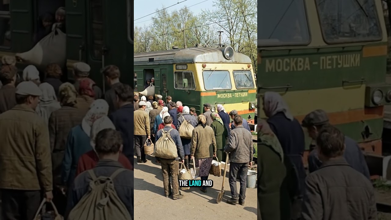 Май в Советском Союзе. Дорога на дачу. Тихие вагоны и дома за стеклом.