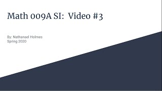 MATH 009A SI Spring 2020 Week 2: Properties of Limits