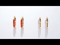 (Selena Jewelry) Enamel Hoop Earrings With Front Side Lines Solid Yellow Gold Classic White のコピー