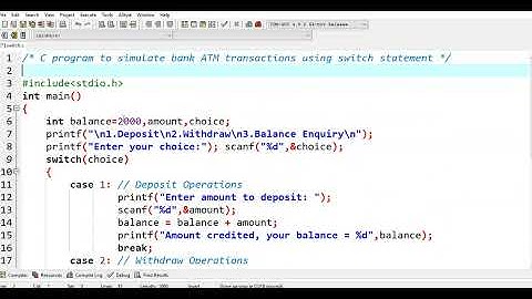 C program to simulate Bank ATM transactions using switch statement