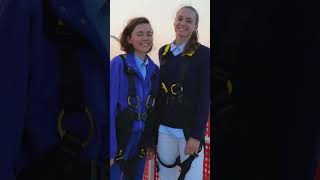 Elena Rybakina with her sister Anna and coach Vukov at Ferrari World Yas Island