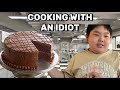 Making the devils food cake with an idiot