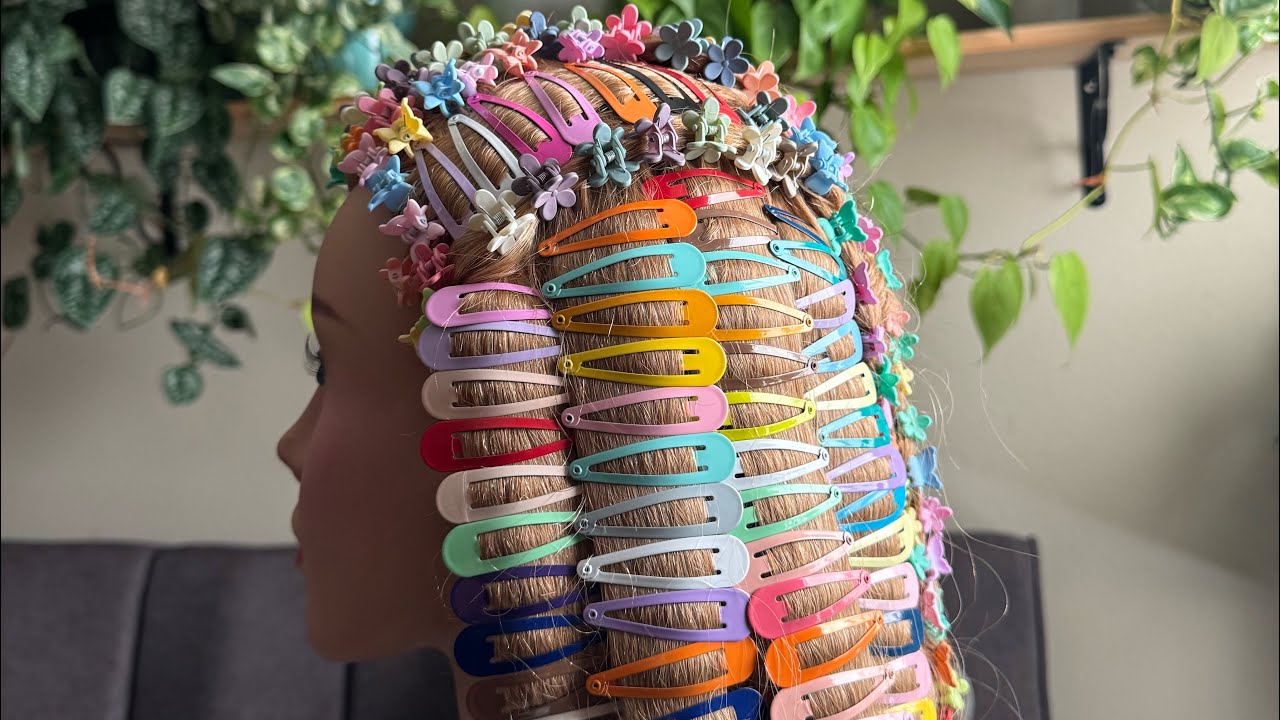 ASMR Perfectionist Hair Styling | 280 Hair Clips Accessories | Hair Clips Sound, Hair Clips Triggers