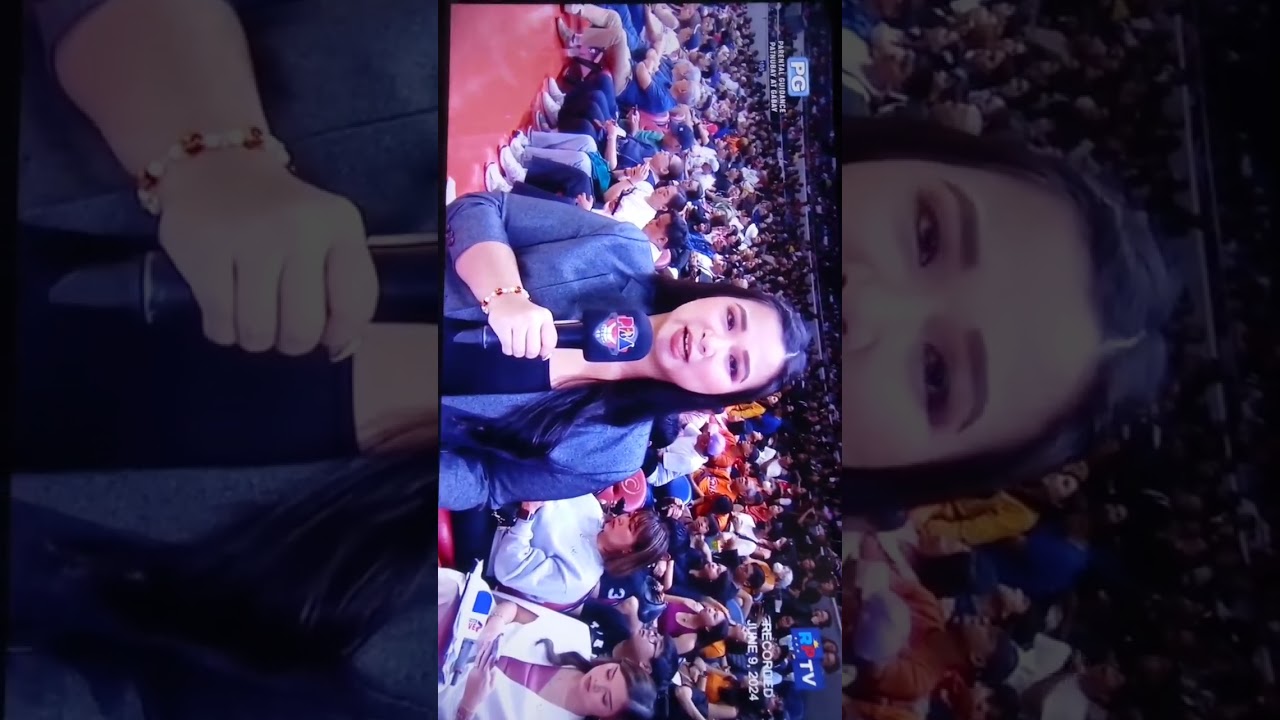 PBA COURTSIDE REPORTER PAIGE JAVIER FROM: CNN PHILIPPINES OF PBA PHILIPPINE CUP FINALS