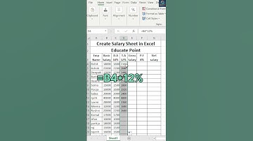 How to Calculate D.A/T.A/Gross Salary/P.F/Net Salary in Excel #shortsvideo #excel #trendingshorts