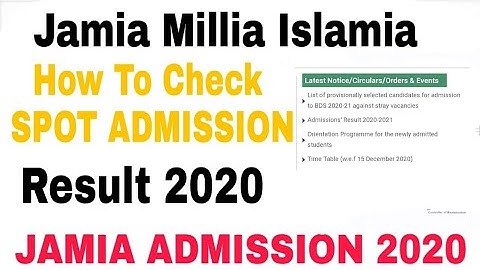 How to check spot admission Results 2020 || Jamia spot admission Result 2020