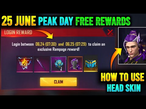 Rampage Free 25 June Login Rewards How To Use Rampage Head Skin Freefire New Event FF New Event