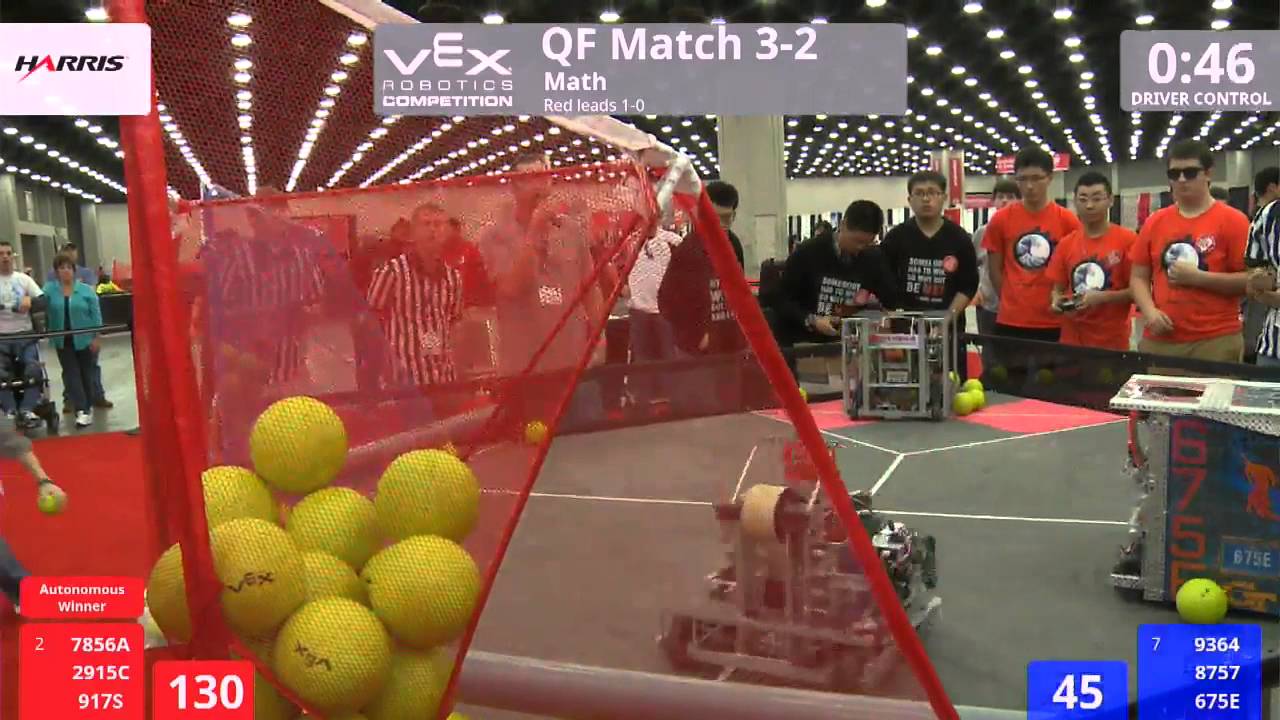 VEX Worlds 2016 - VRC HS Math - QF 3-2 (7856A 2915C 917S) 220 vs 180 (9364 8757 675E)