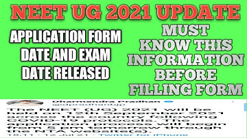 NEET UG 2021 APPLICATION FORM DATE RELEASED.How to fill form kaise bhare.#shorts.