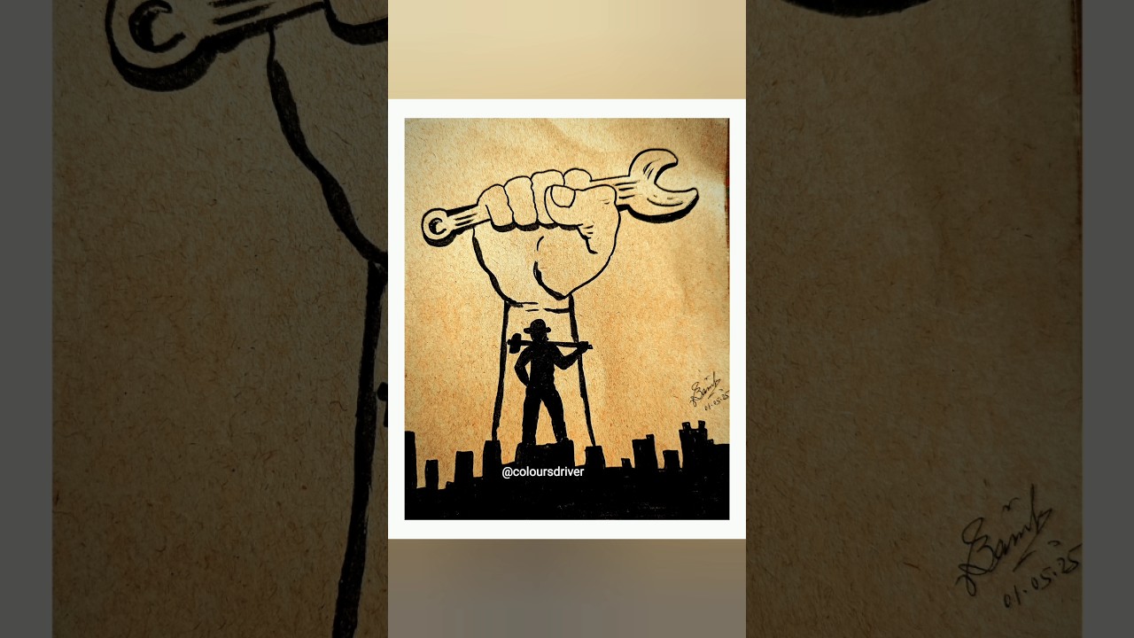 Workers Day Drawing | Sketch Pen Drawing | 1st May Drawing |