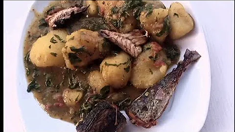 Potato Porridge for lunch;- Groundnut oil style with mackerel fish.[so yummy]!!!