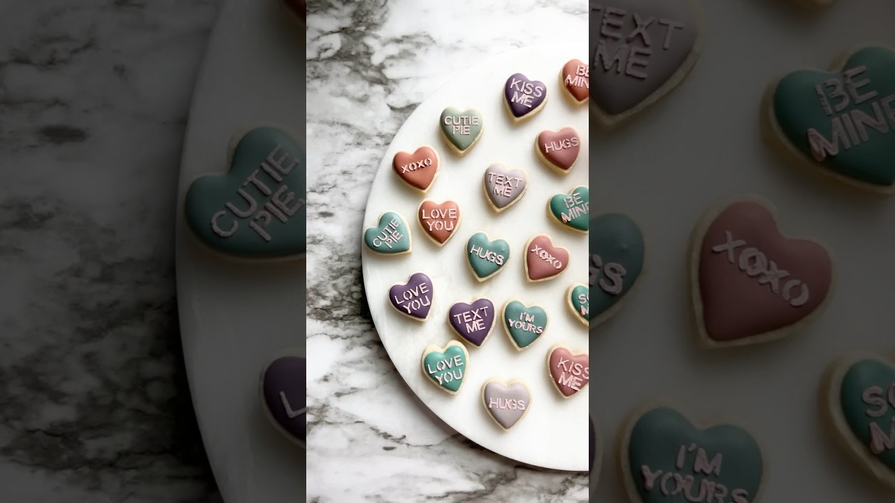 Mini conversation heart sugar cookies 💕 
