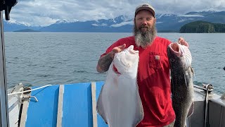 Off grid food harvest, fishing for halibut at Tracy Arm Fjord