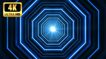 Blue Lazer Octagon Looping Neon 4K Animation Tunnel | No Copyright #freedownload