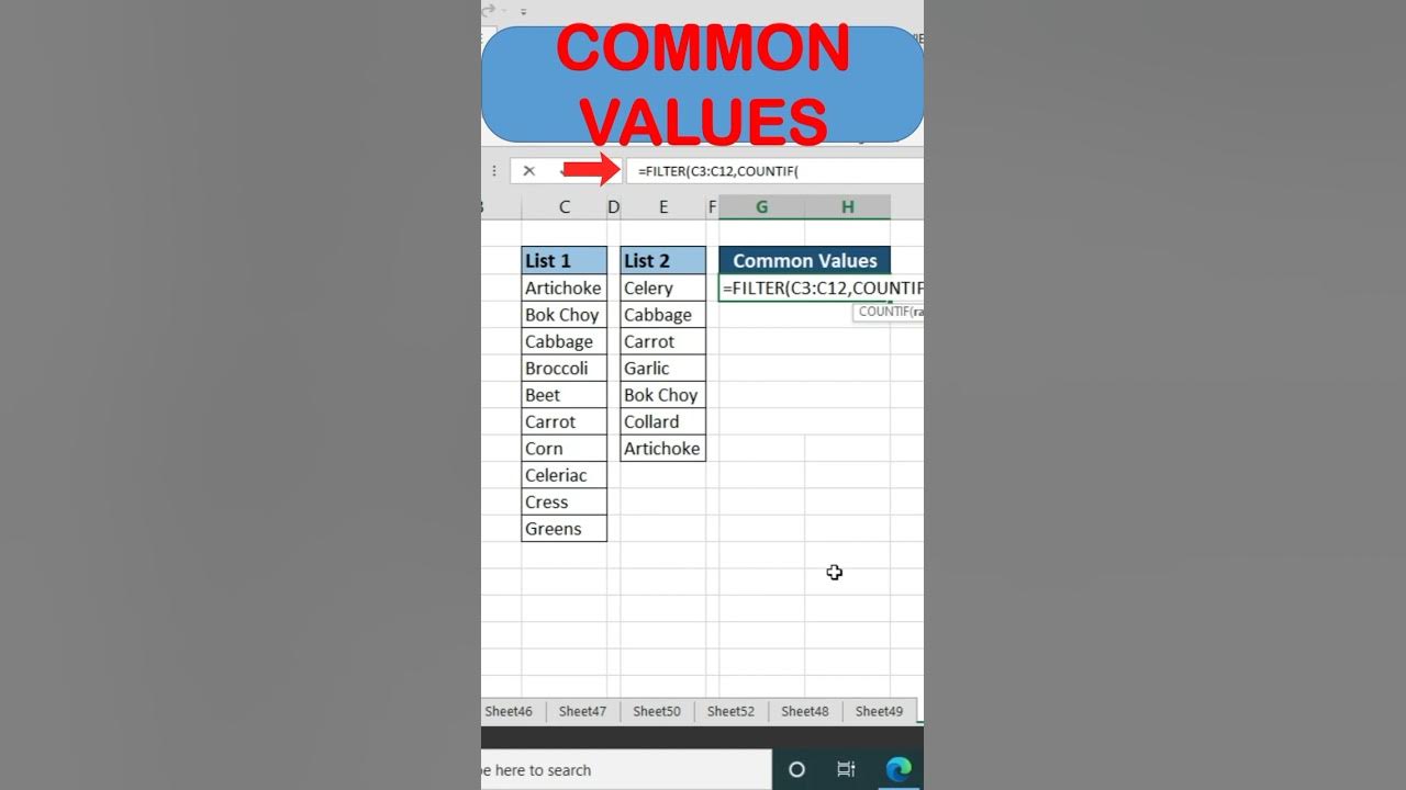 Find Common Values From Two List In Excel @BrainUpp - YouTube