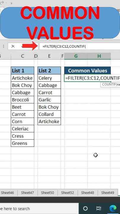 Find Common Values From Two List In Excel @BrainUpp - YouTube