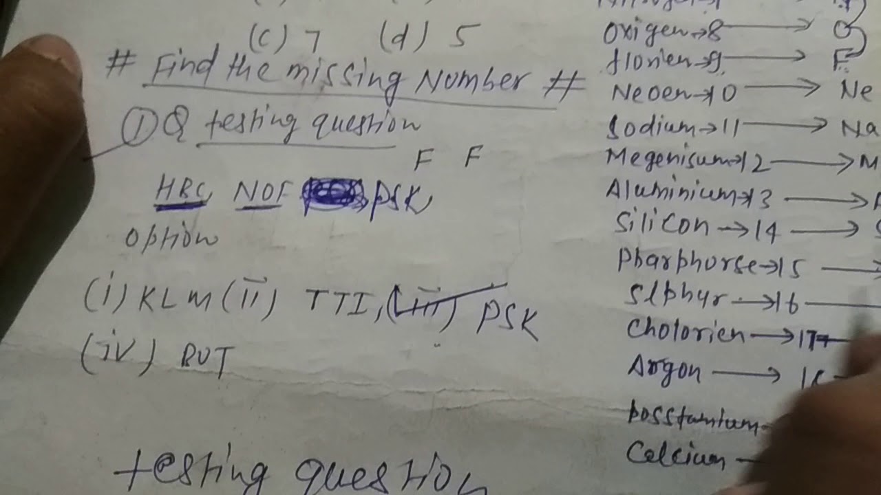 Advance Thinking The missing number Questions