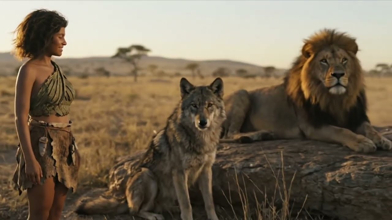 Life Million Years Ago | Girl, Dog & Lion | Prehistoric Survival Story