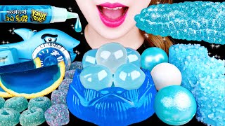 ASMR LOTUS JELLY, GIANT MARSHMALLOW CANDY, CORN JELLY, SHARK CANDY 파란색 먹방 EATING SOUNDS MUKBANG 咀嚼音