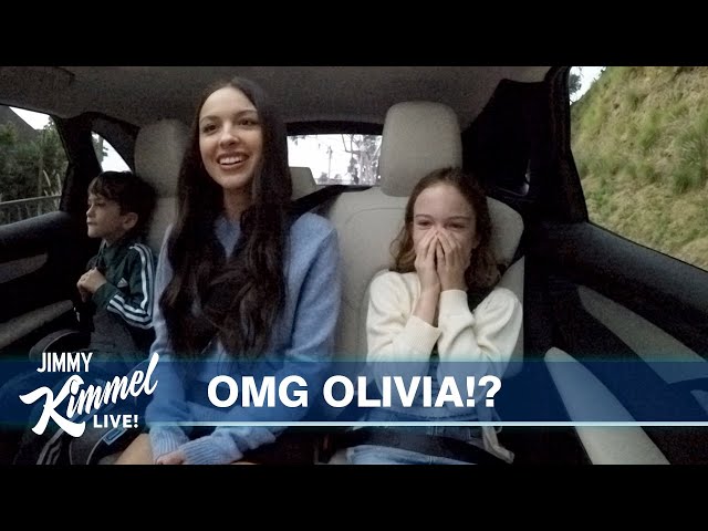 Olivia Rodrigo Surprises Jimmy Kimmel’s Kids on the Drive to School class=