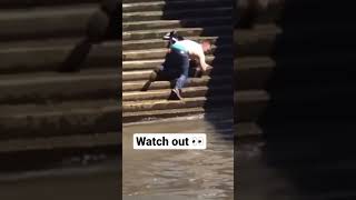 Man Takes an EPIC Fall Down Stairs π± #shorts