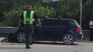 Car hits Palm Tran Bus