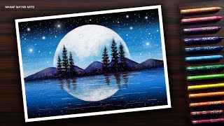 AMAZING MOON LIGHT | Tutorial for Beginners with Wax Crayons #198 screenshot 2