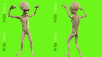 Alien celebrate victory. Loopable animation on green screen. 4k.