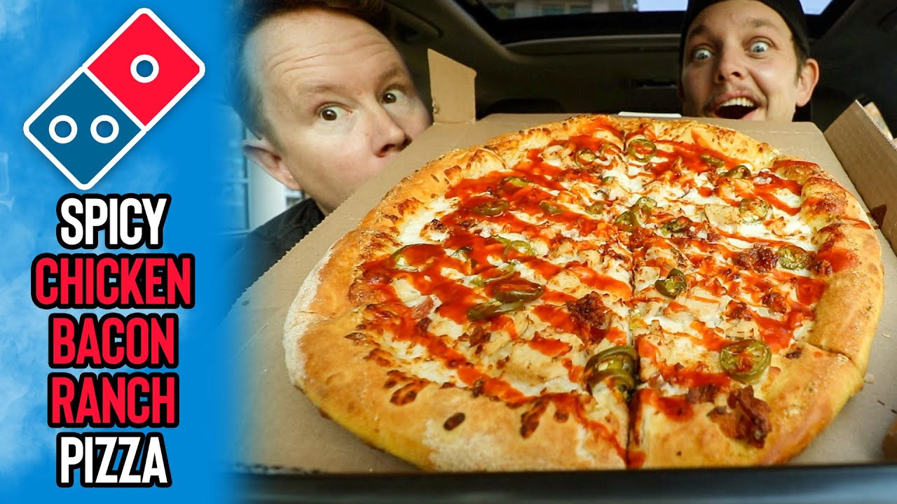 Поедание большой острой пиццы «Курица-бекон-ранч» за 20 долларов от Domino's