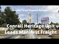 Conrail Heritage Unit Leads long Manifrest Freight