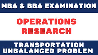 Unbalanced problem | Degeneracy | Transportation Problem | VAM in Hindi | OR | VAM Concept | Dummy |