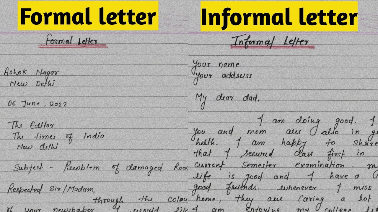 difference of formal letter and application letter