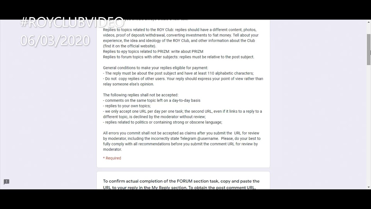 The Forum section of Roy Club