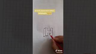طريقة رسم حرف h ثلاثى ابعاد
