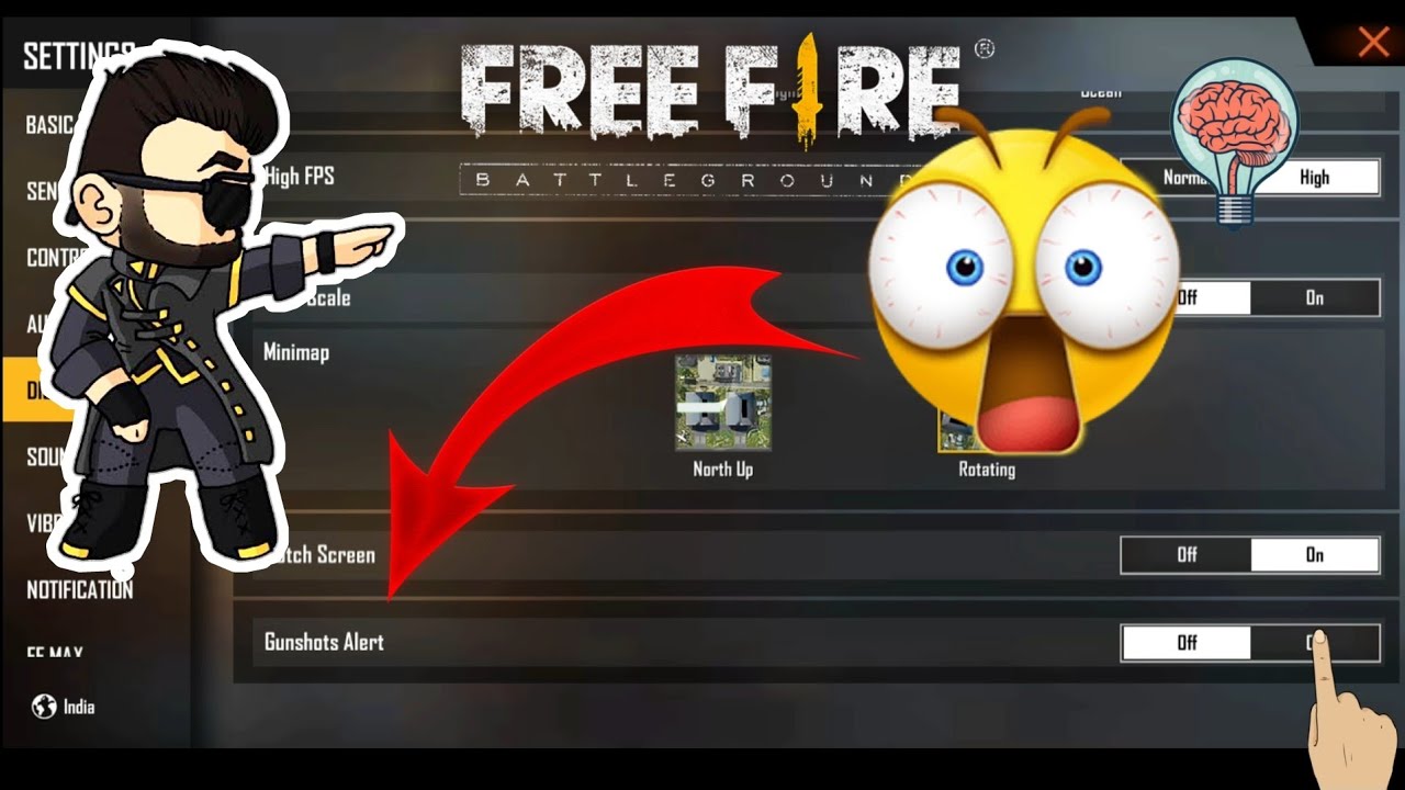Free Fire New Settings Gunshots alert | फ्री फायर नई सेटिंग्स | Free Fire new trick
