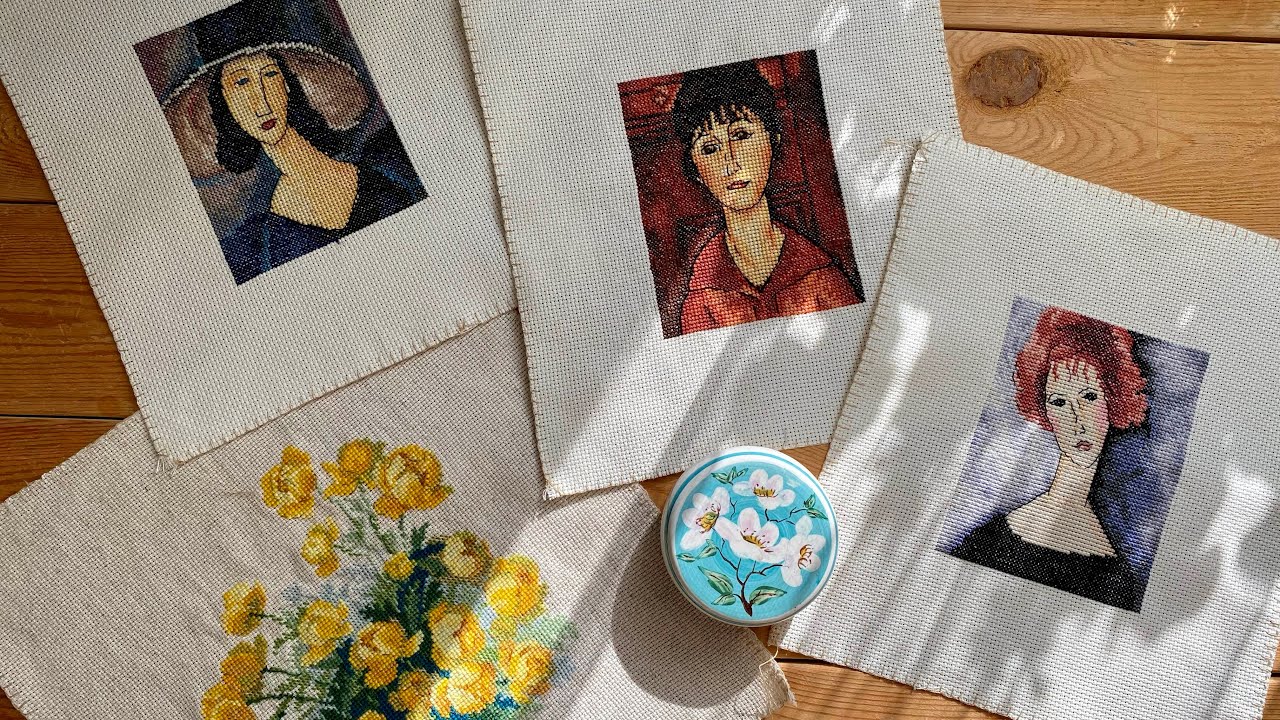 Девушки Модильяни и чуть Ажура крючком, вышивка и вязание