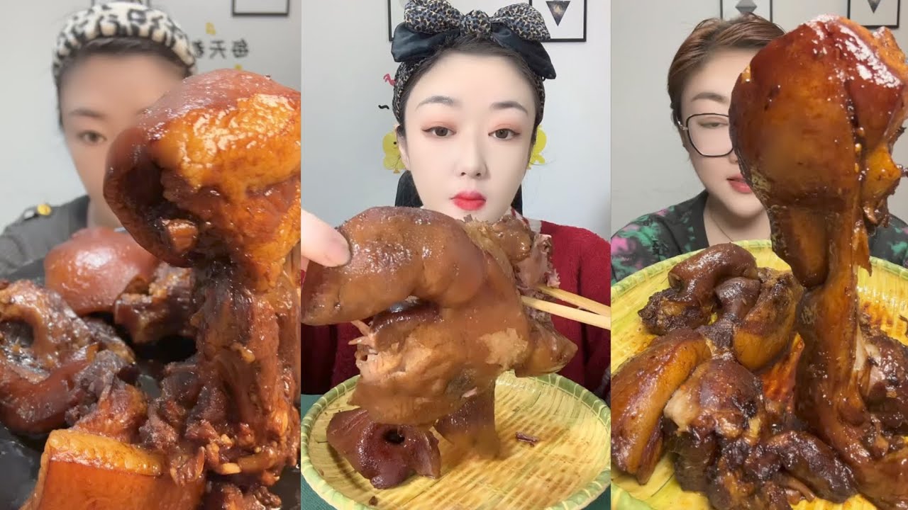 ASMR Mukbang#93:Eat  braised pork 🧠 belly pig  bone marrow 🤤😍