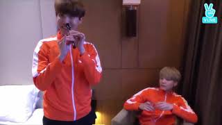 Jhope playing flute with nose