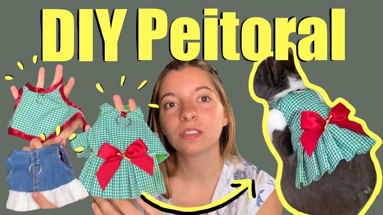 COMO FAZER UM PEITORAL/COLEIRA PARA COELHOS - DIY