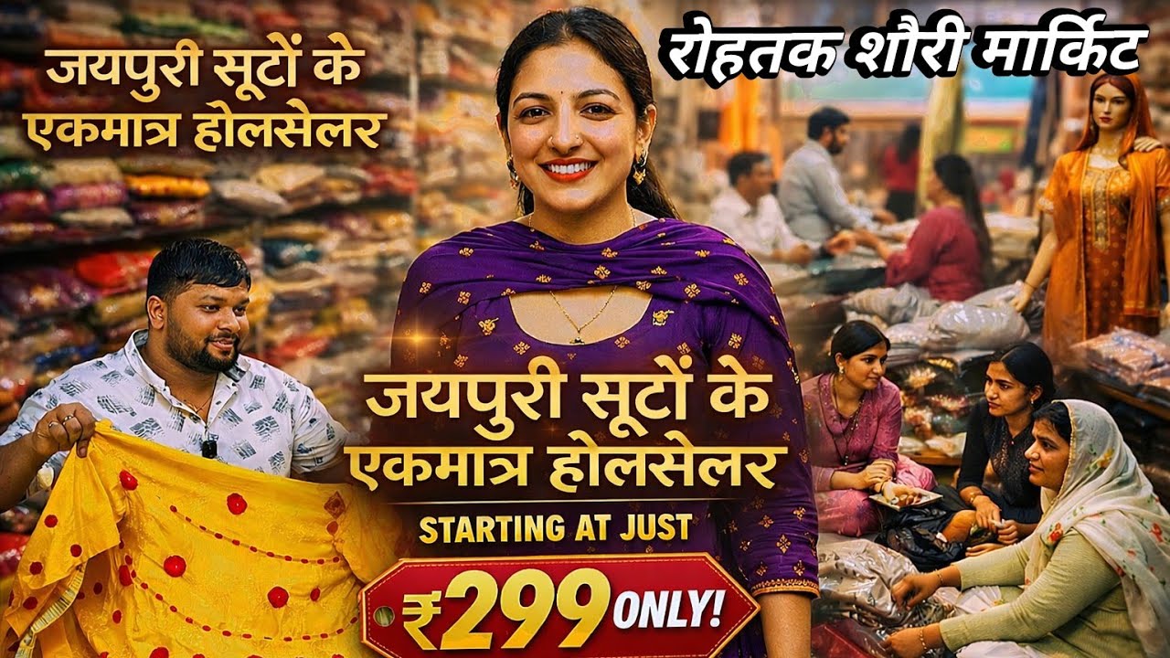 Holi Special Sale💥Jaipuri Suit Wholesaler In रोहतक शौरी मार्किट।120₹ से सूट।Viral यहीं से होते है
