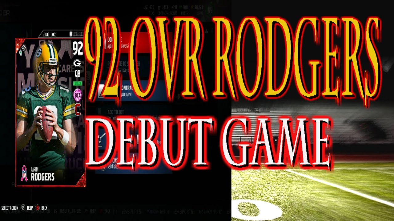 92 OVR AARON RODGERS THRILLER DEBUT/ MADDEN 17 ULTIMATE TEAM GAMEPLAY