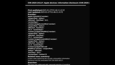 Apple devices: information disclosure (CVE-2025-24117)