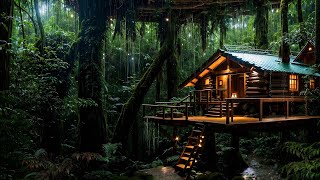 ?Cozy Tree House in Rainforest Ambience for Deep Sleep with Calm Rain Sounds