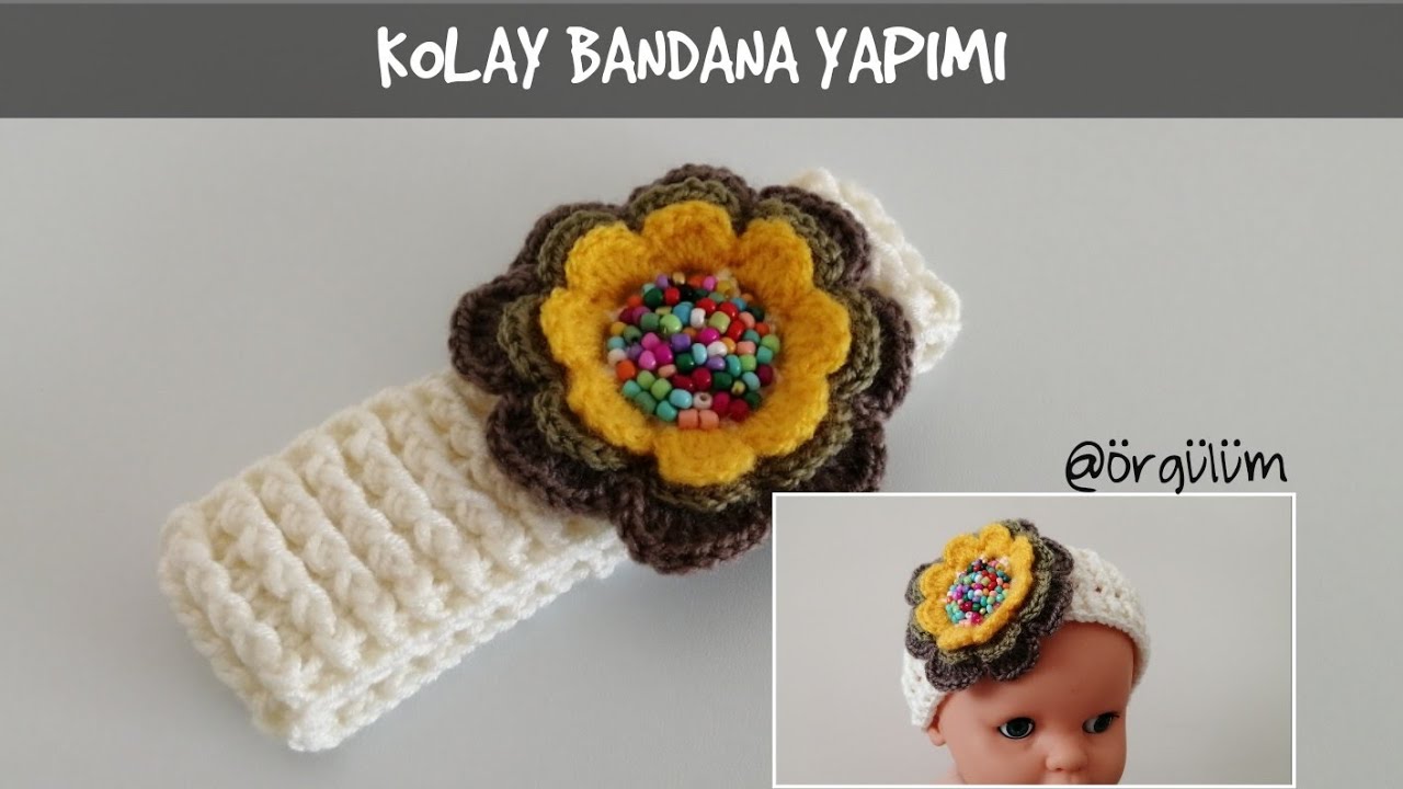 Bandana Yapımı/Toka Yapımı/Kız Bebek Bandana/Örgü Bandana