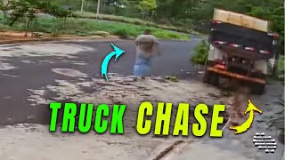 Driver Manages to Catch Up to His Truck That Was Going Down without Brakes