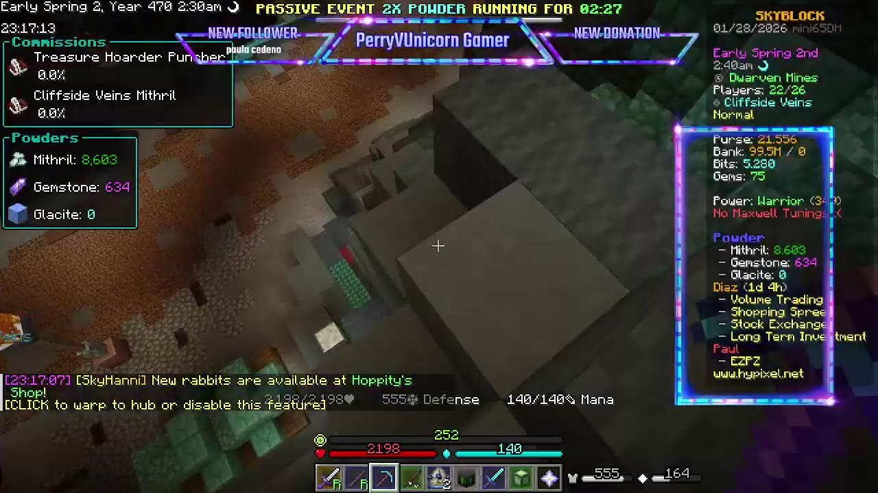 Mining levelen 🔴 Hypixel Skyblock Live